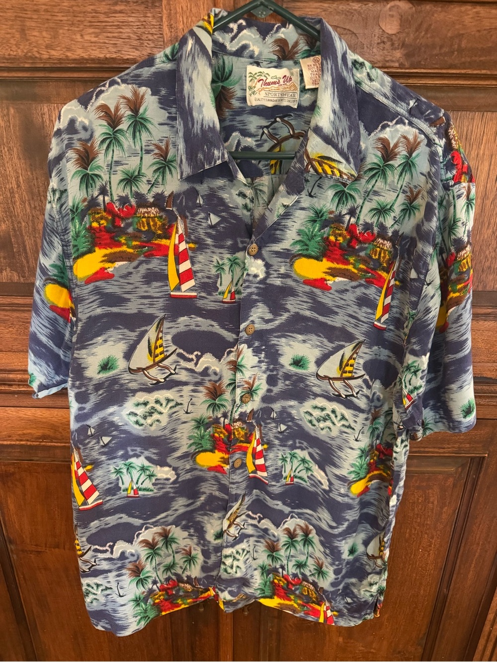 Vintage Thumbs Up Sailing Islands Hawaiian Shirt Xl Button Up